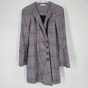 Parker Derby Blazer Mini Dress Black Cream Plaid Size 2